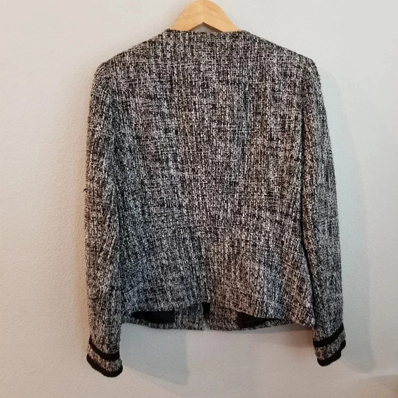 Jones New York Women's Jacket 10 Gray Cotton Full Zipper Long Sleeves Tweed - Picture 2 of 10